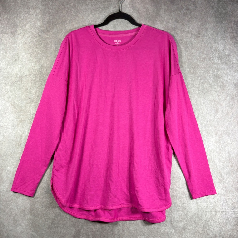 Cabana by Crown & Ivy Sweatshirt Womens S Pink Long Sleeve Crew Neck NEW